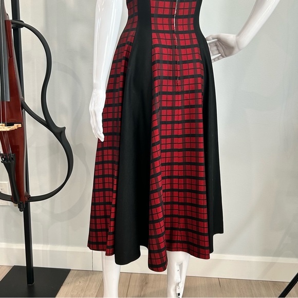 Vintage 50s Bespoke Red & Black Checked Taffeta Full Skirt Party Dress. - Picture 10 of 16